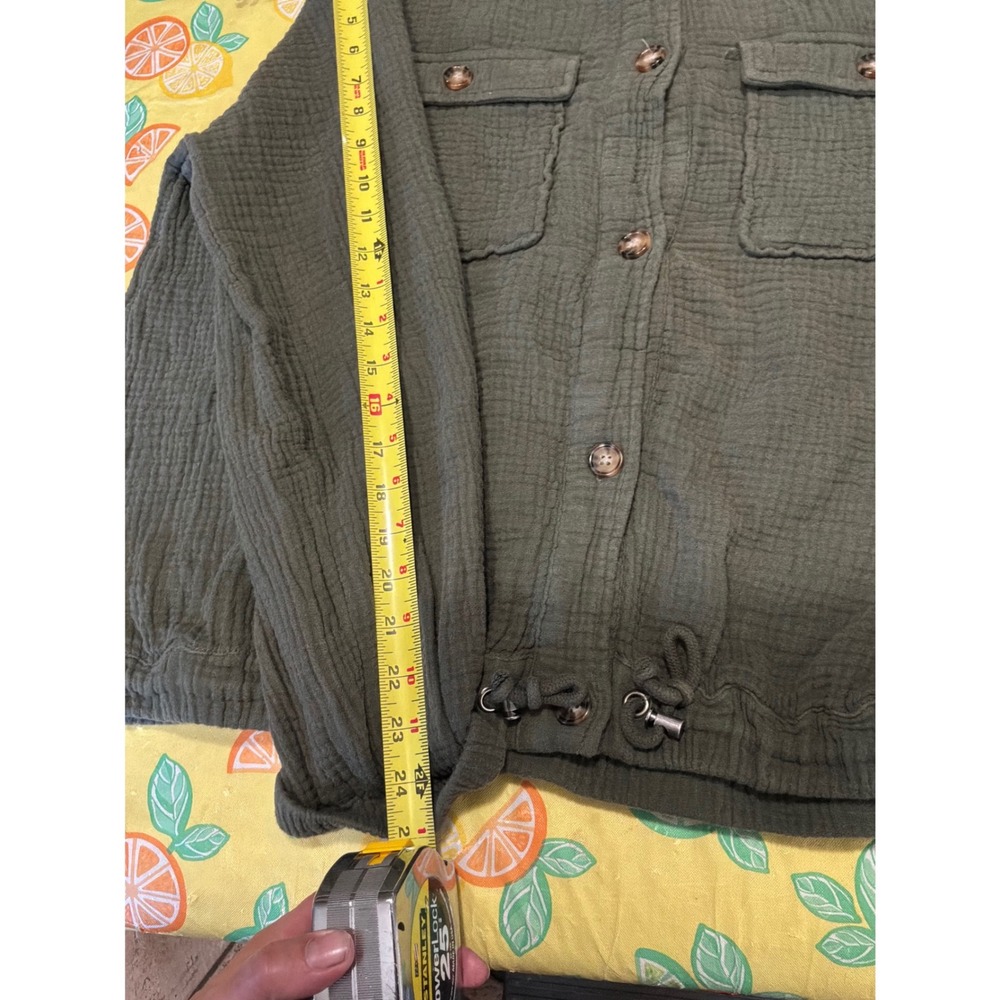 Utility Womens Time and‎ Tru Gauze Button Up Jacket XL Olive Green - Picture 5 of 6